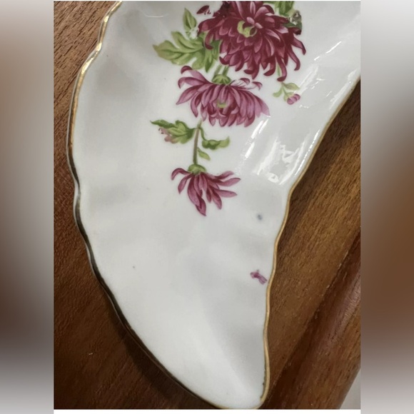 Vintage Bone Dish Crescent Moon Set 2 Chadwick Japan MCM Floral Gold Witchy Read - Picture 6 of 12